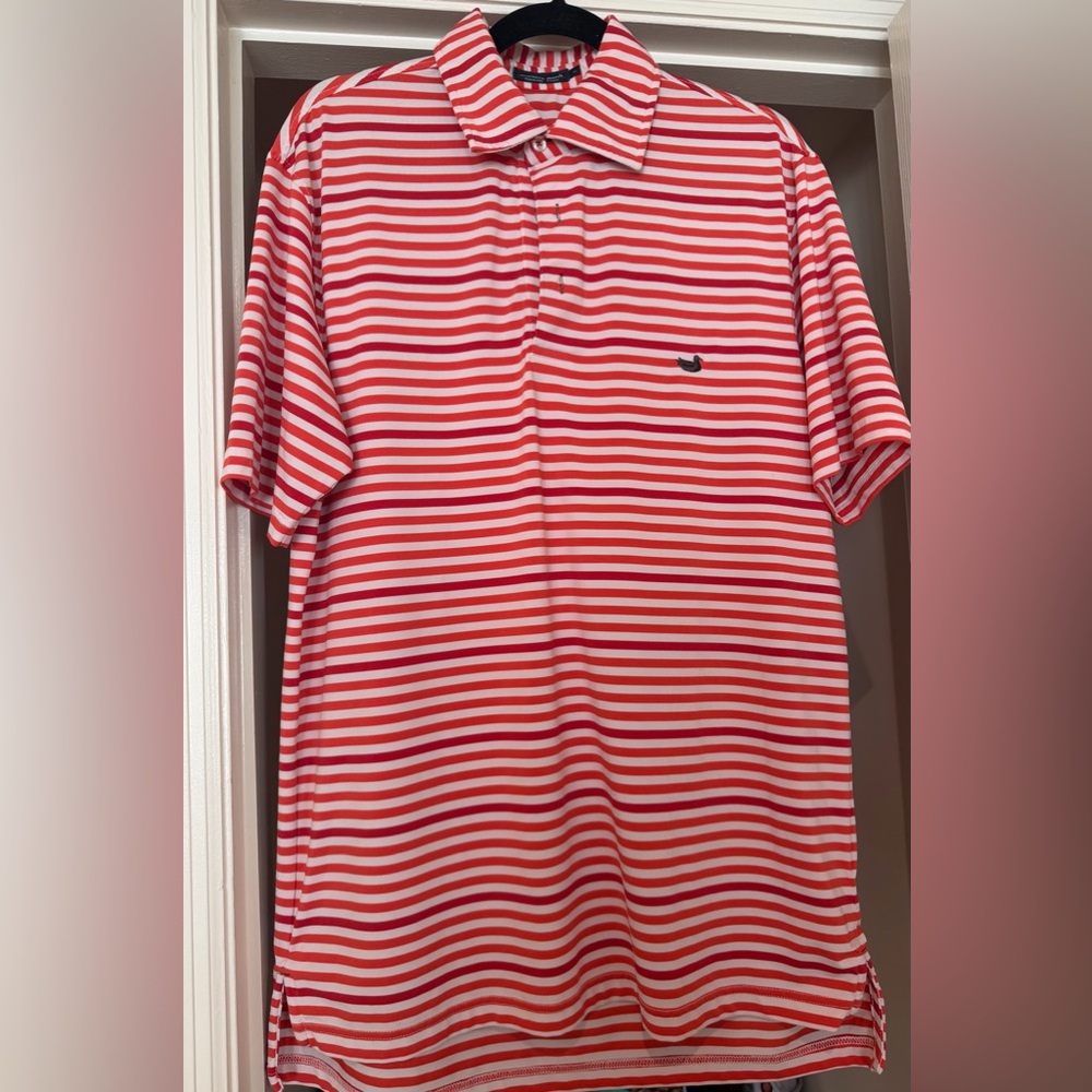 Southern Marsh Red and White Striped Polo